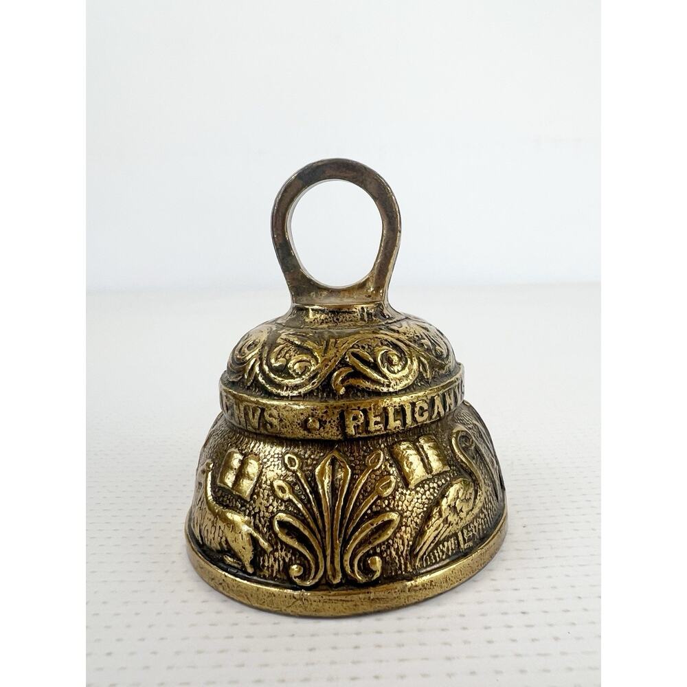 Vintage Peerage Brass Bell – LEO AQVILA AGNVS PELICANVS Latin Religious Symbols